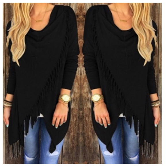Fabulous Draped Fringe Cardigan with side Button - Picture 4 of 14